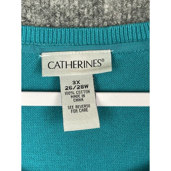 Catherines Women’s Plus Size 3X 26-28W Cardigan Magenta Button Up Teal - Picture 3 of 10